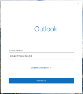 Outlook Startbildschirm